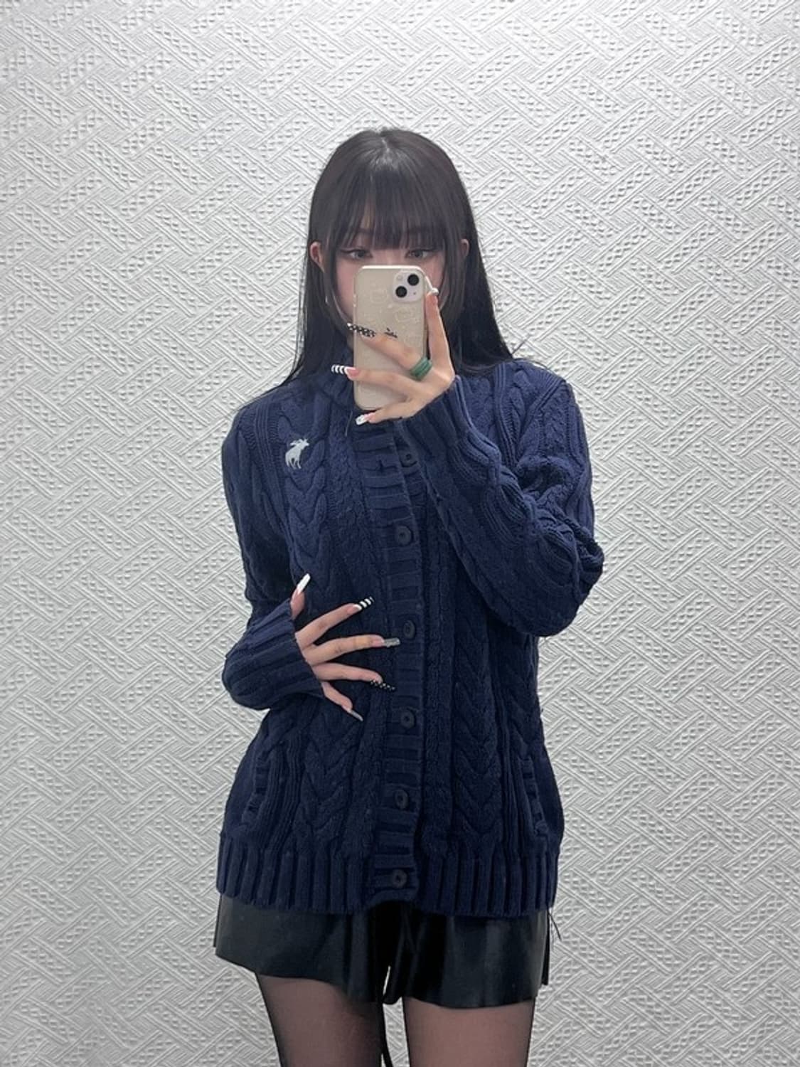 아베크롬비 레트로 빈티지 숄카라 뜨개 버튼 가디건 L C10339 상품이미지1