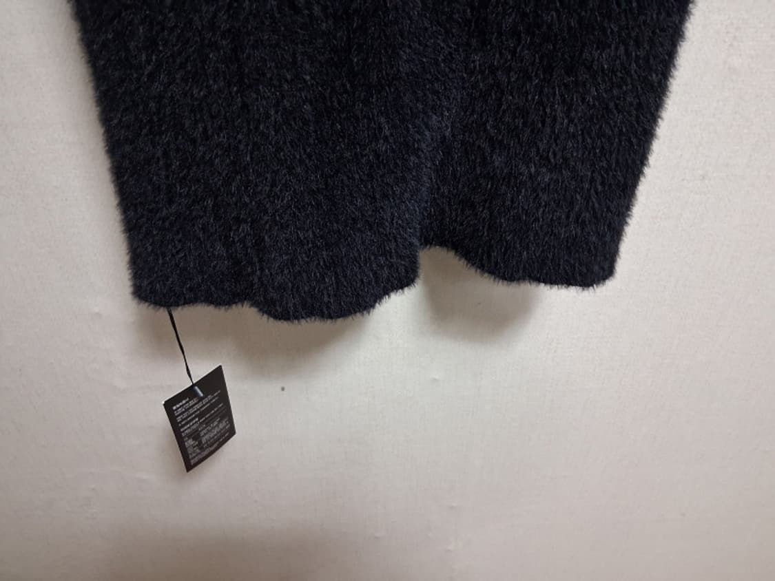 Queenis 검정 레이욘벨벳 밍크퍼 니트 원피스 골지 표기 프리 실55 상품이미지7