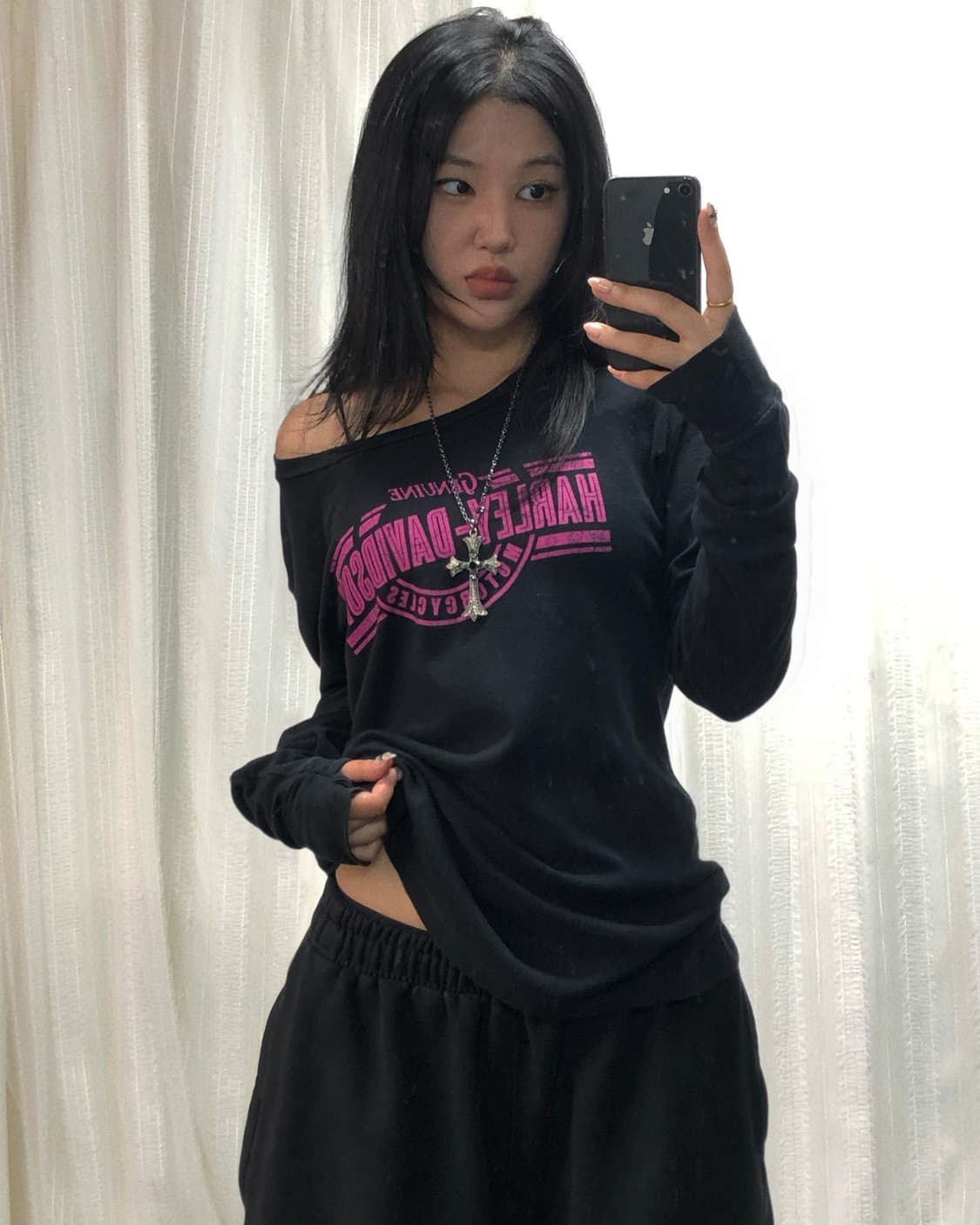 할리데이비슨 블랙 핑크 워머 롱 슬리브  상품이미지2