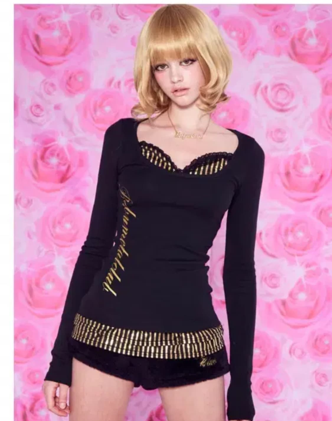 베이비메탈클럽 Disco frill top 블랙 상품이미지1