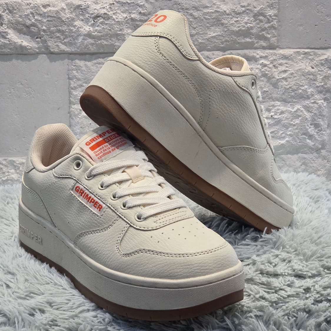 6q-22:그림퍼 플랫폼 스니커즈 아이보리 (250cm)-거의새거 상품이미지4