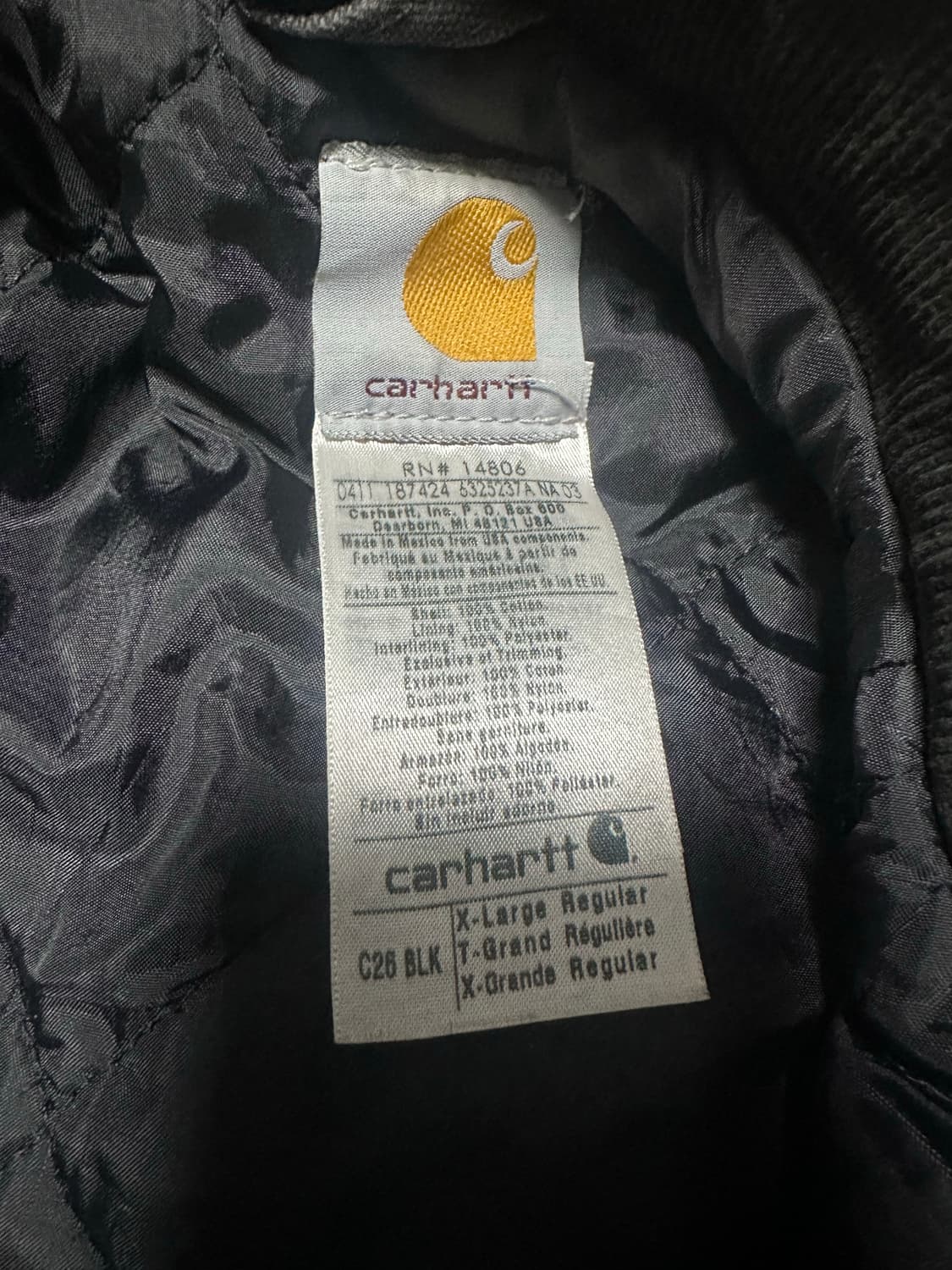 칼하트 c26 블랙 XL 상품이미지3