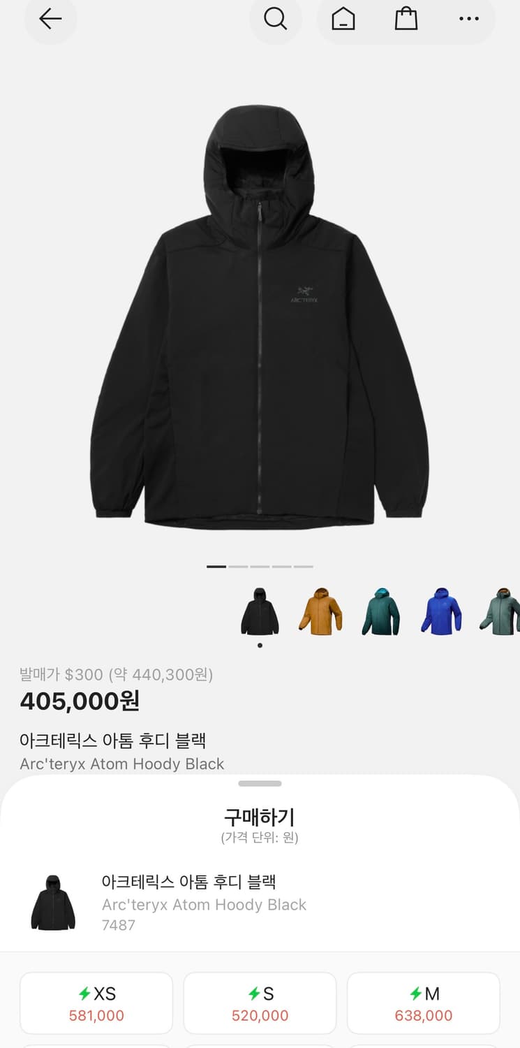 [M] 아크테릭스 아톰 후디 남성 블랙 상품이미지6