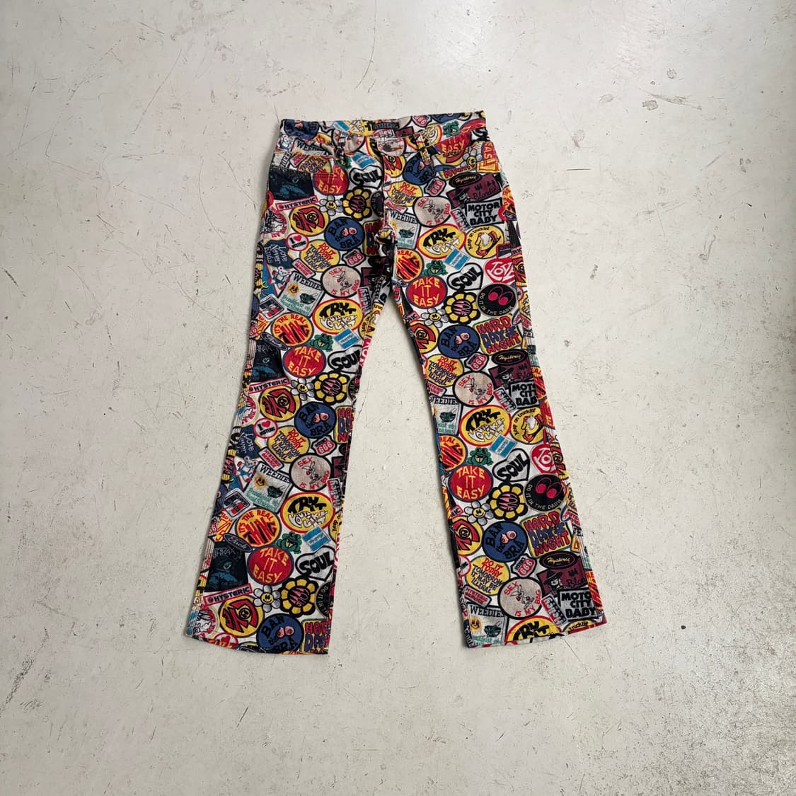 00s 히스테릭 글래머 믹스 스티커 부츠컷 팬츠 M 상품이미지1