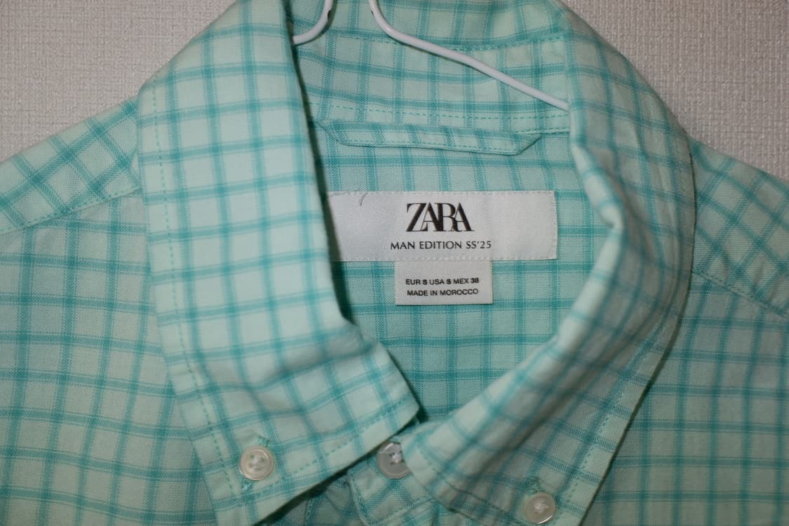 ZARA 남성 체크 셔츠 민트 S 사이즈 상품이미지2