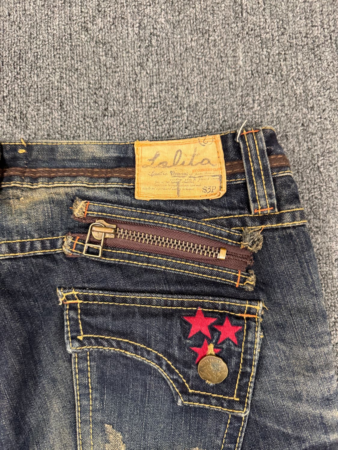 34)Lolata 진스 빈티지워싱 포켓자수 데님팬츠 상품이미지10