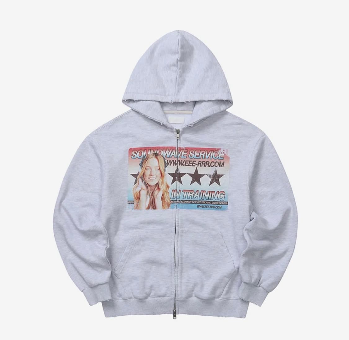 Sound Wave Artwork Damage Washing Hoodie 상품이미지1