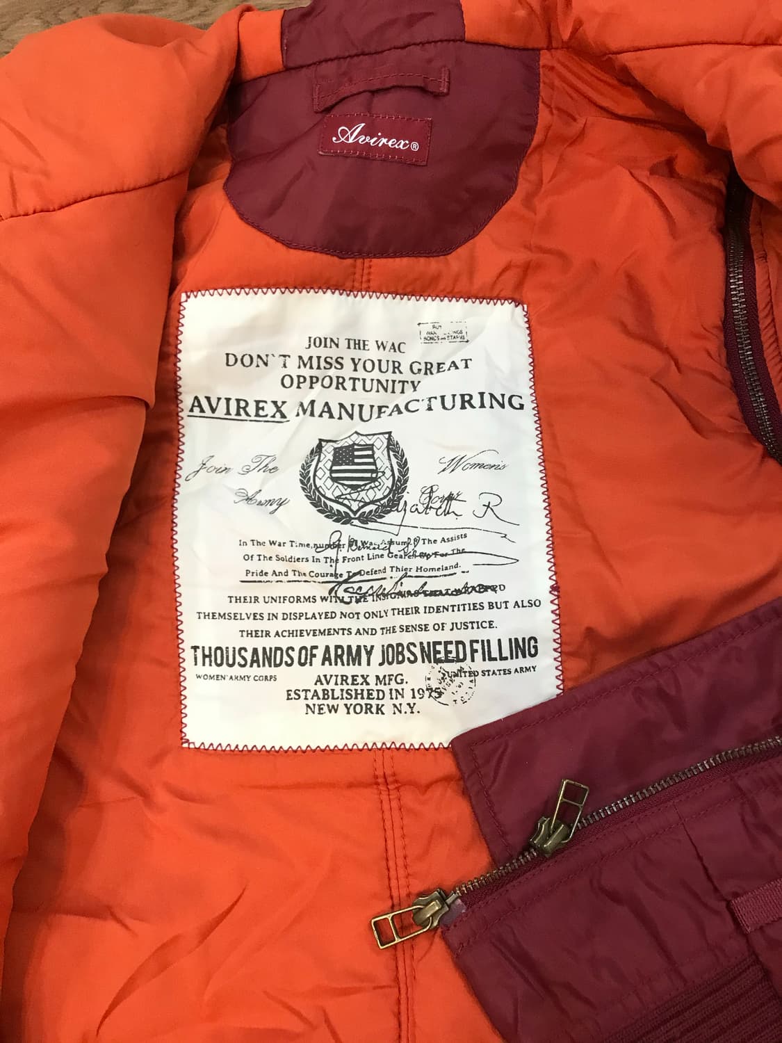 Avirex WAC N-3B Heavy Two-way Parka 상품이미지6