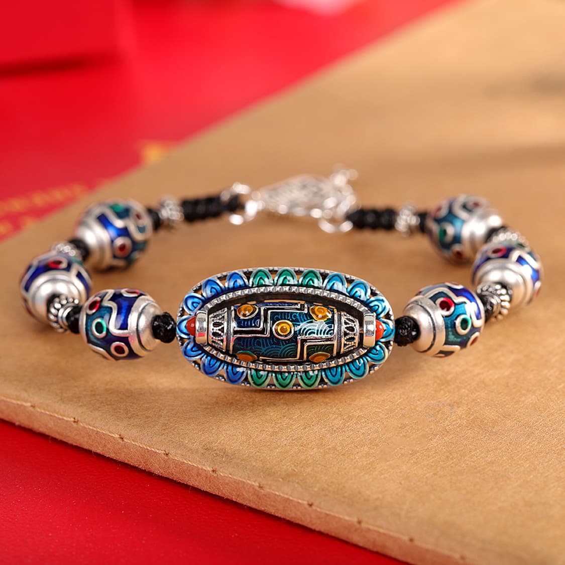 Oceanora S925 실버 에나멜 비드 유니섹스 팔찌 상품이미지1