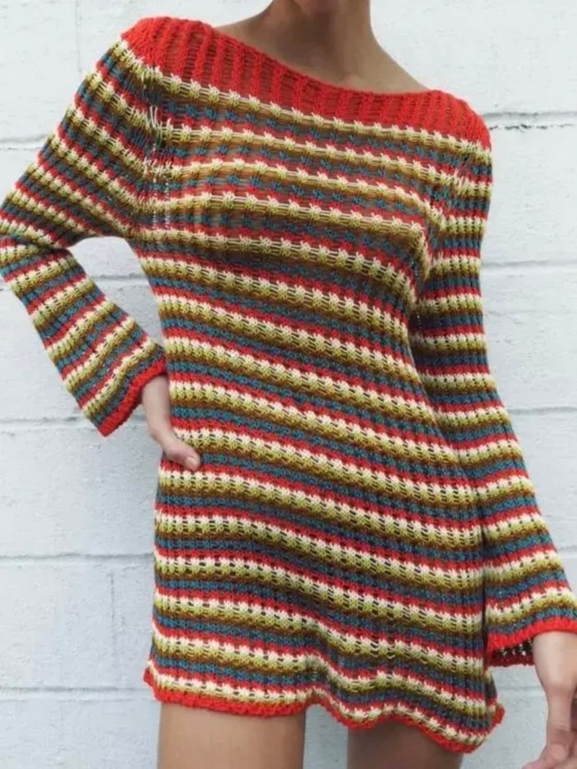 자라 스트라이프 크로셰 니트 원피스 S 상품이미지2