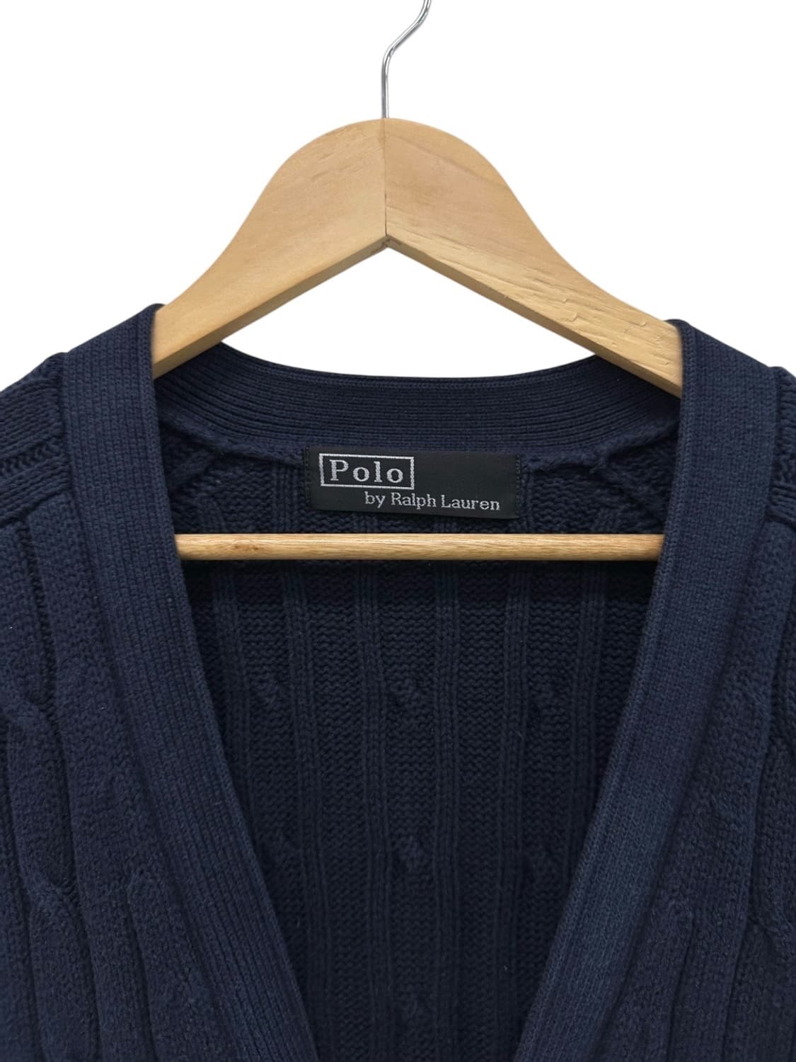 90년대 폴로 꽈배기 니트 가디건 네이비 (2XL) 상품이미지3