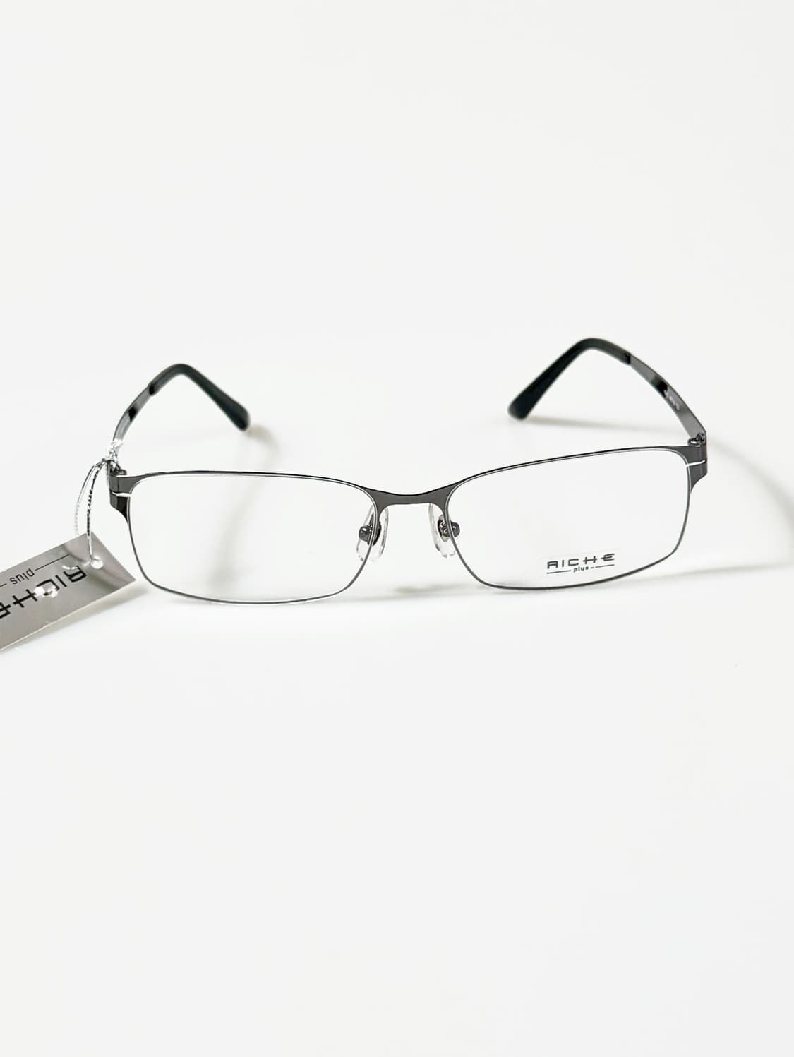 RICHE 다크실버 메탈 슬림 스퀘어 프레임 빈티지 안경 상품이미지1