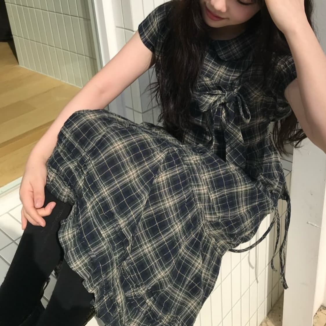 [2] 코이세이오 셔링 미디 스커트 체크 상품이미지7