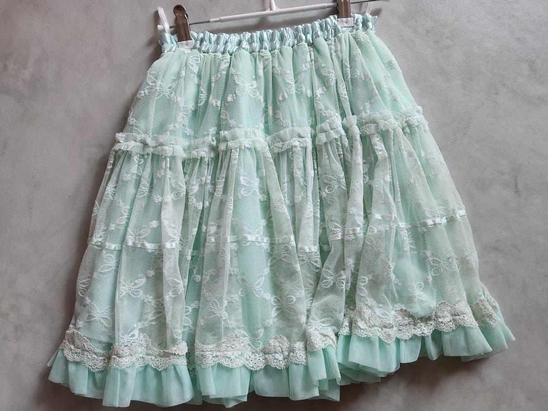 엑시즈팜 민트 레이스 레이어드 스커트 상품이미지1