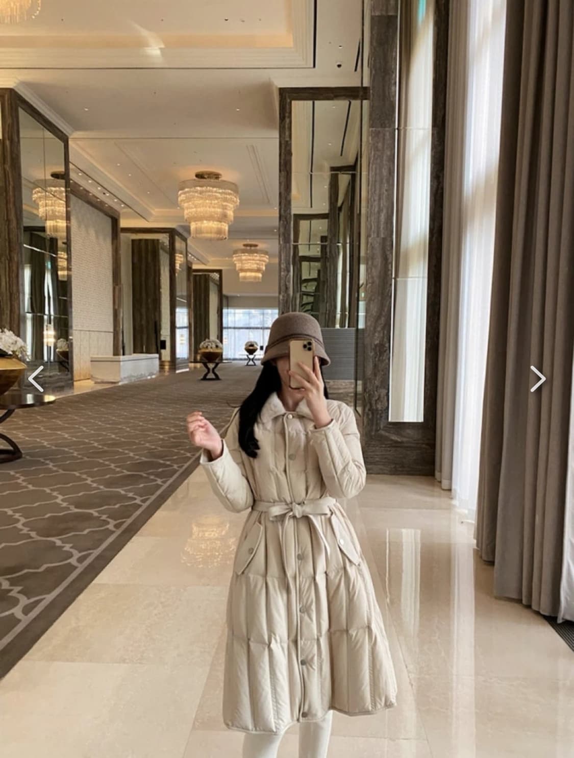 새상품) 수입 리얼밍크 카라 램스킨 트리밍 다운 롱 패딩 코트 F 상품이미지9