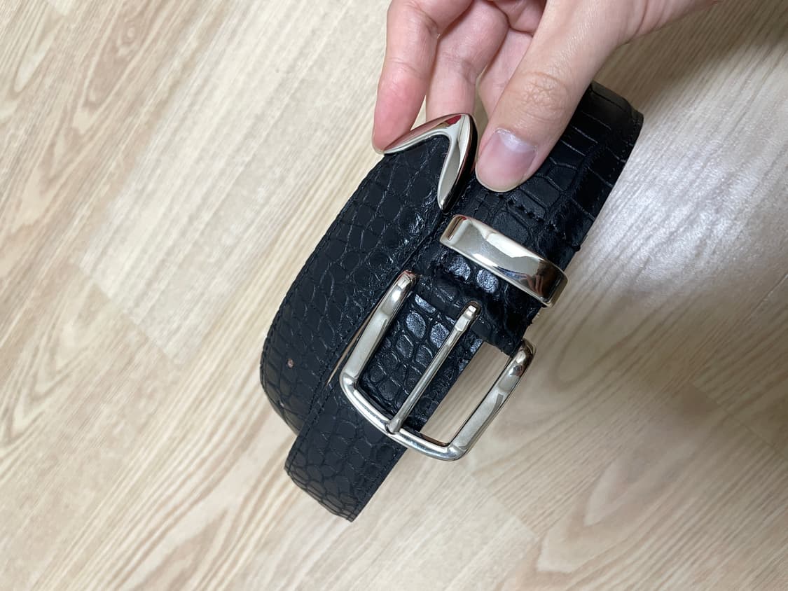 [34] 노아 noah 크록 엠보시드 메탈 팁 벨트 블랙 상품이미지2