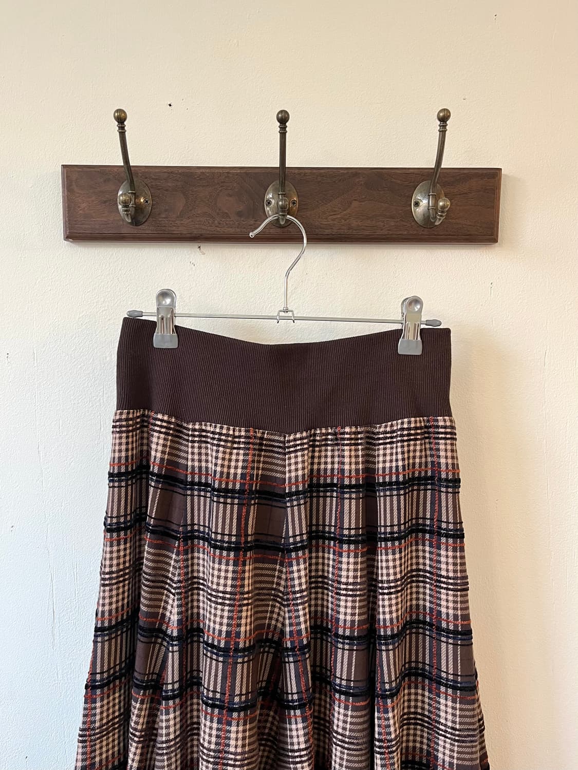 Design Aera 깅엄 체크 롱스커트 상품이미지3