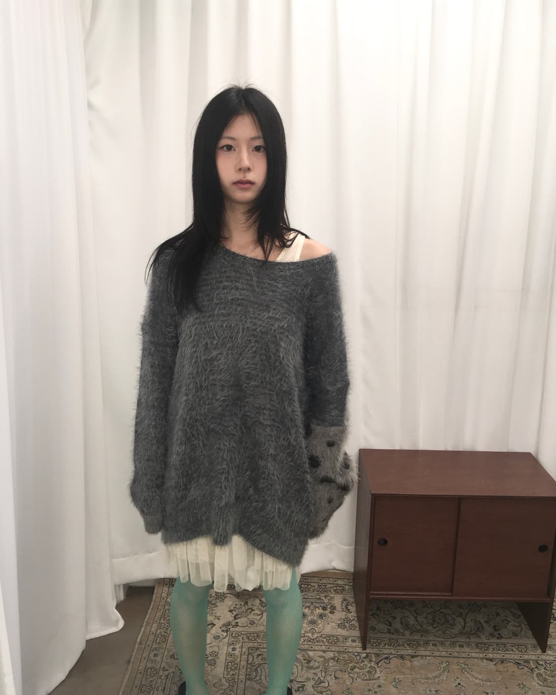 그레이 앙고라 니트 상품이미지3