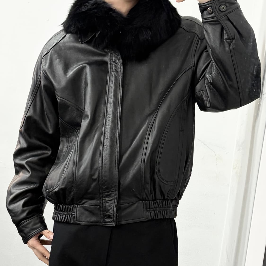 Fontelli 이태리 램스킨 퍼카라 봄버 자켓 상품이미지2