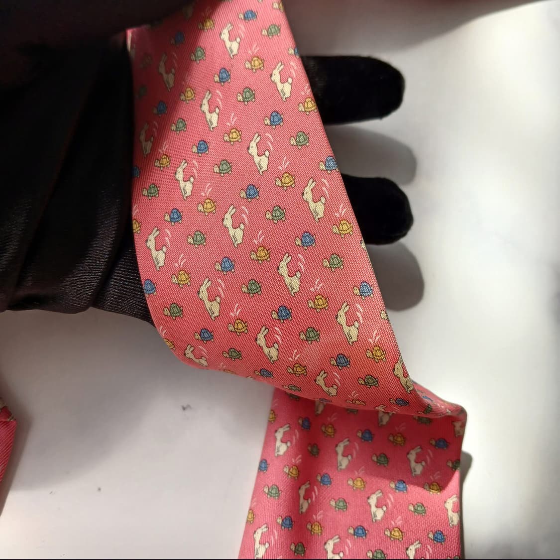 살바토레 페라가모 토끼와 거북이 모티브 넥타이 8.5cm B등급 E955 상품이미지9