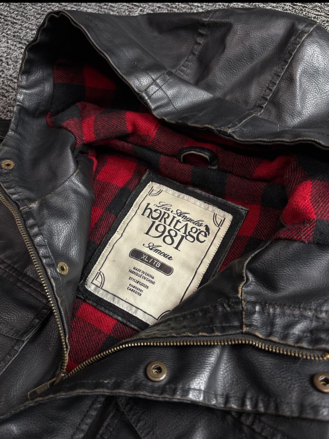 헤리티지1981 빈티지 후드 레더 자켓 XL 상품이미지2