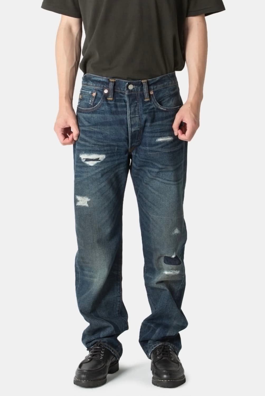 RRL 스트레이트 핏 홀리 워싱 데님 진 33x32 상품이미지1