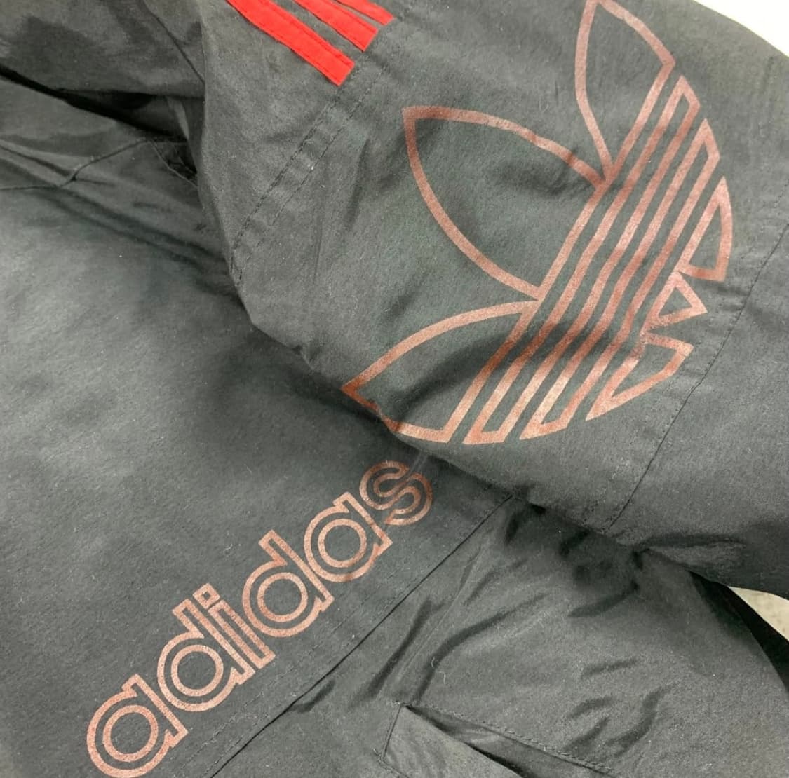 90s 아디다스 올드스쿨 트레포일 빅로고 누빔 점퍼 블랙 상품이미지4