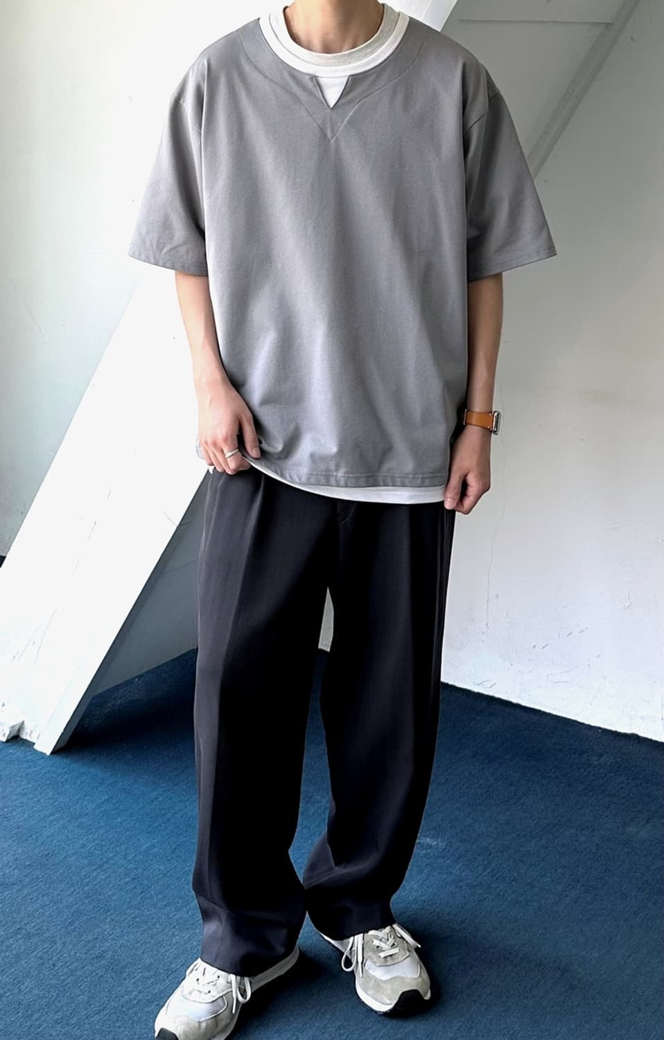 Fake layered neck H/S top 상품이미지9