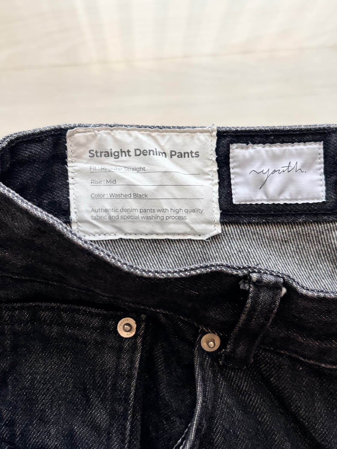 23년도 유스 스트레이트데님 워시드블랙 S 상품이미지3