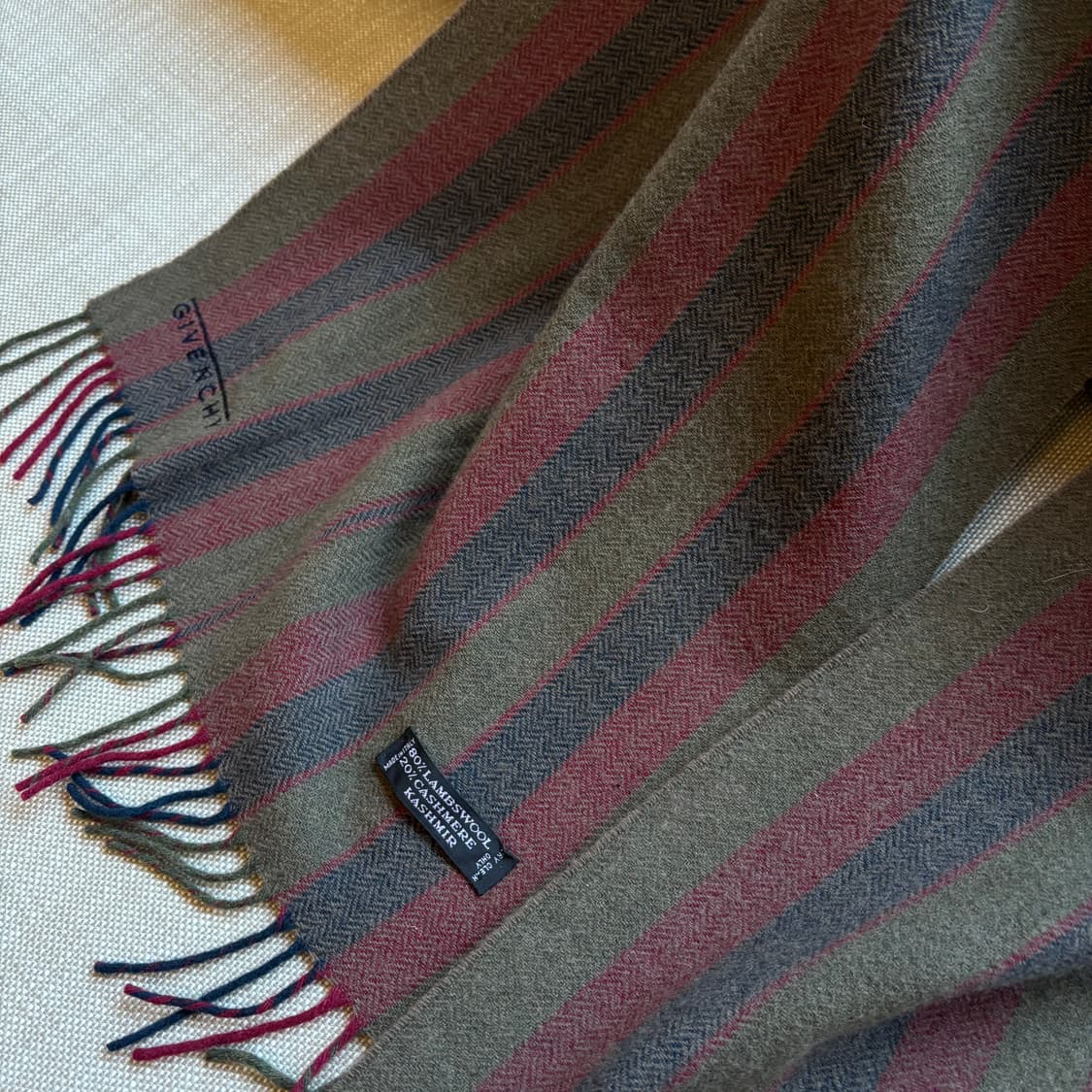 지방시 스트라이프 캐시미어 울 머플러 made italy 상품이미지6