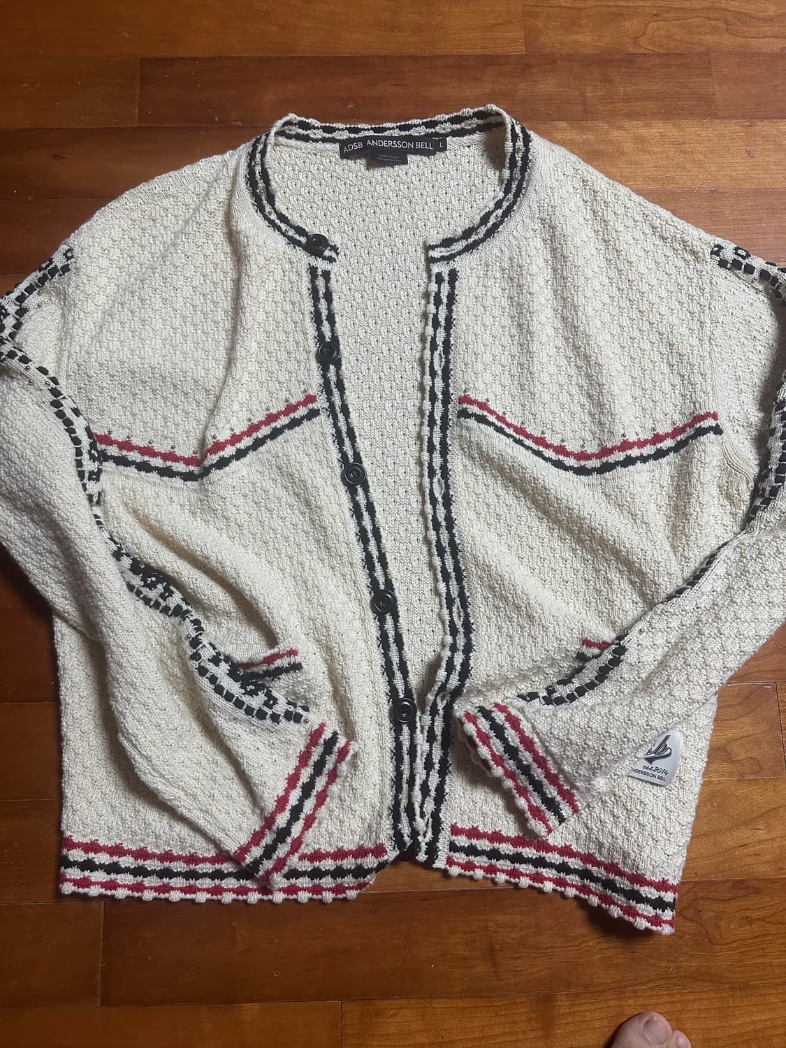 앤더슨벨 오프 화이트 판타지아 라운드넥 가디건L 상품이미지3