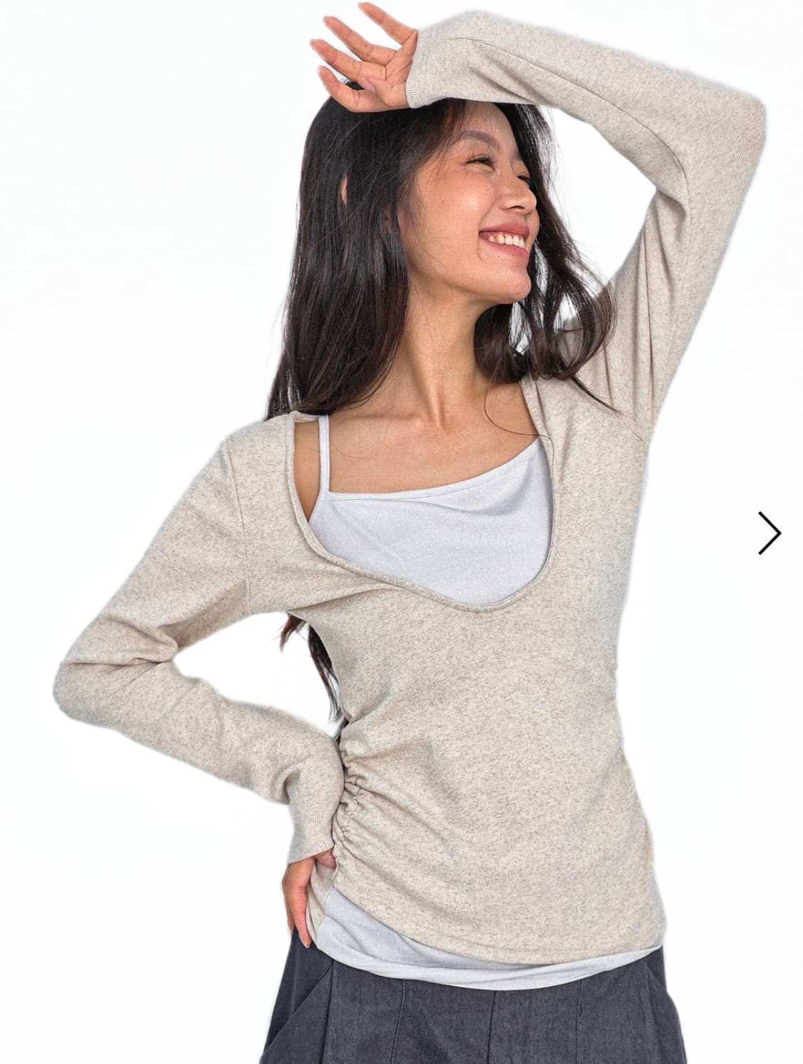 새상품) 오운서 올드메모리 레이어드 롱슬리브 아이보리 상품이미지1