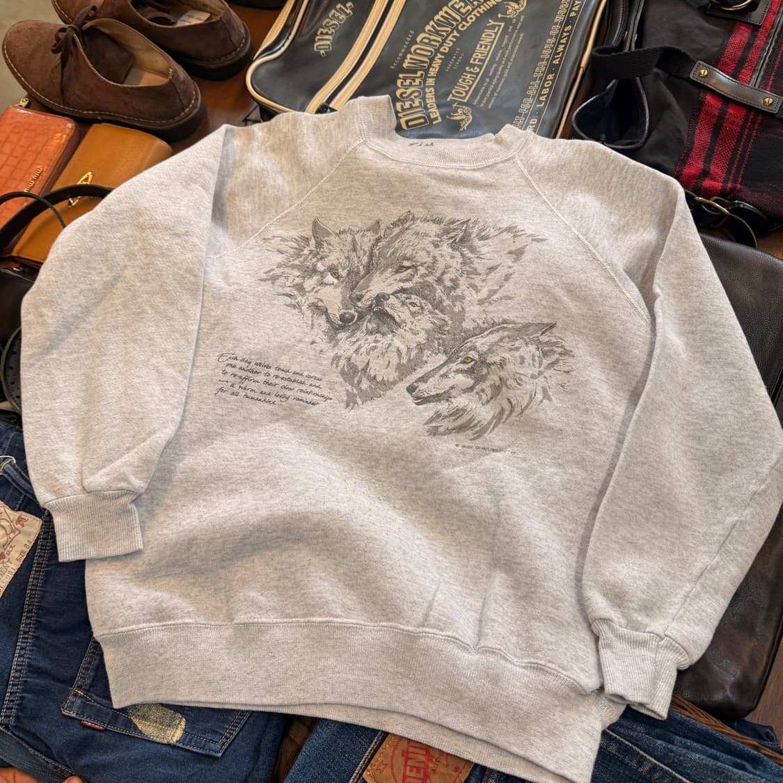 1989 늑대 동물 그래픽 스웻셔츠 상품이미지1
