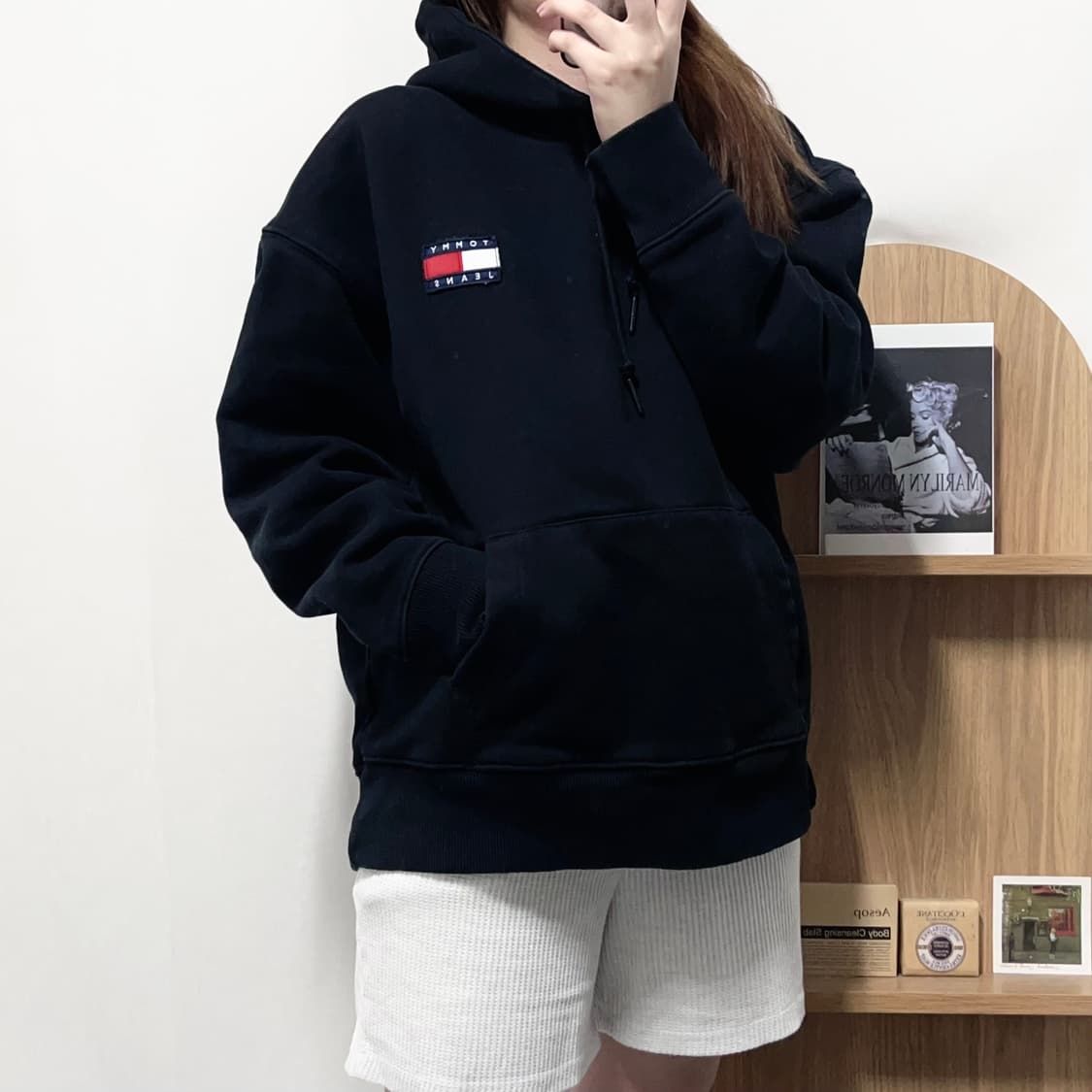 [정품] 타미 블랙 패치로고 기모 후드티 [ L ] 상품이미지3