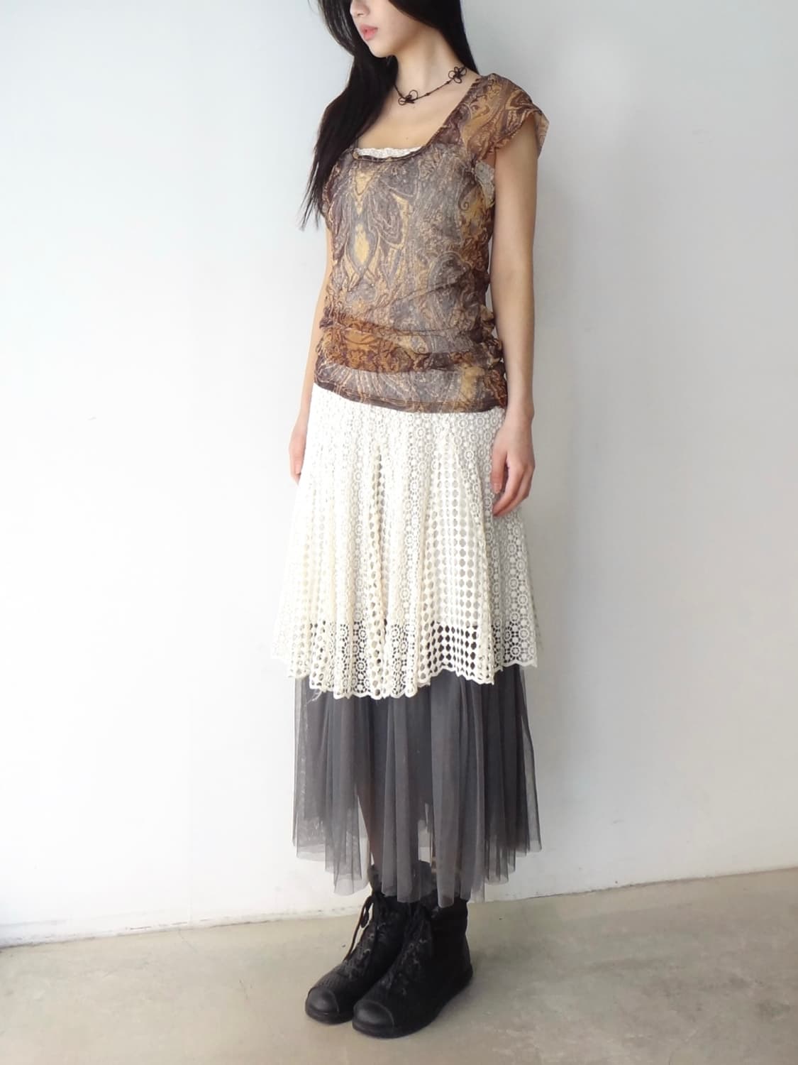 Tulle strap skirt / grey 상품이미지7