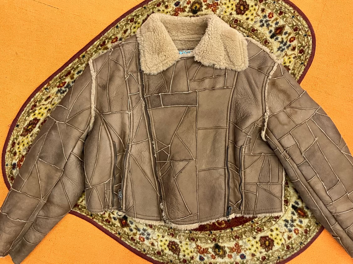 히스테릭 글래머 빈티지 패치워크 크롭 무스탕 상품이미지4