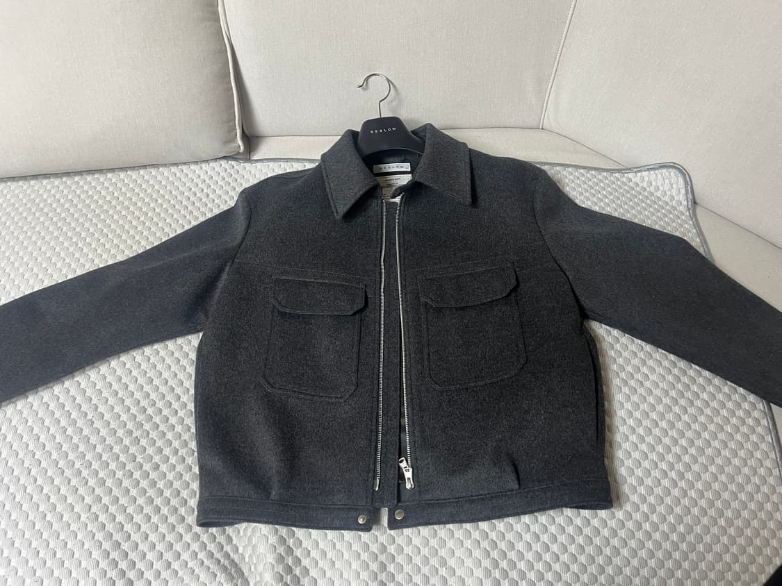 비슬로우 캐시미어 밀리터리 자켓 멜란지그레이XL 상품이미지3