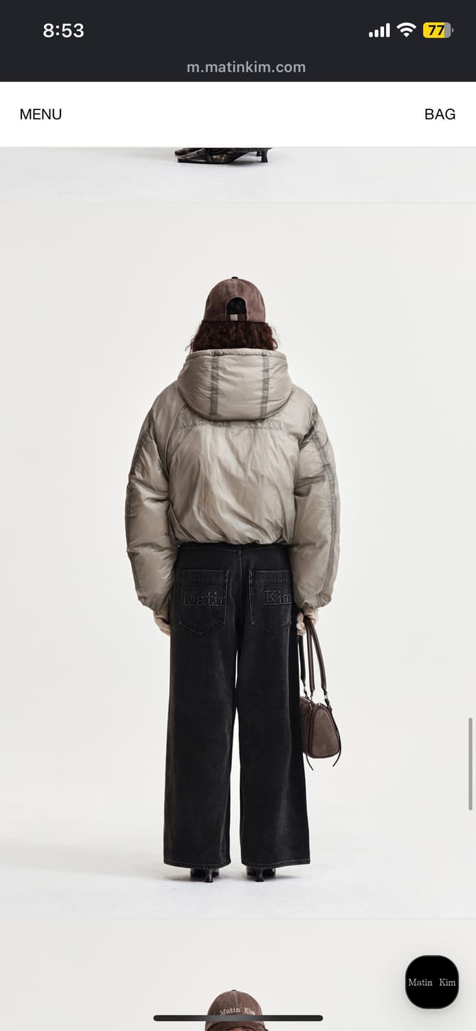 마뗑킴 패딩 백 로고 후디 숏다운 베이지 S 새상품 상품이미지6