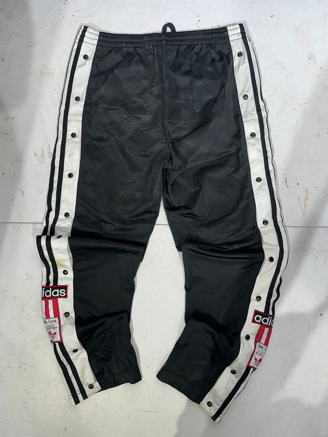 90s 아디다스 블랙 화이트 사이드 버튼 스냅 팬츠 추리닝 바지  상품이미지5