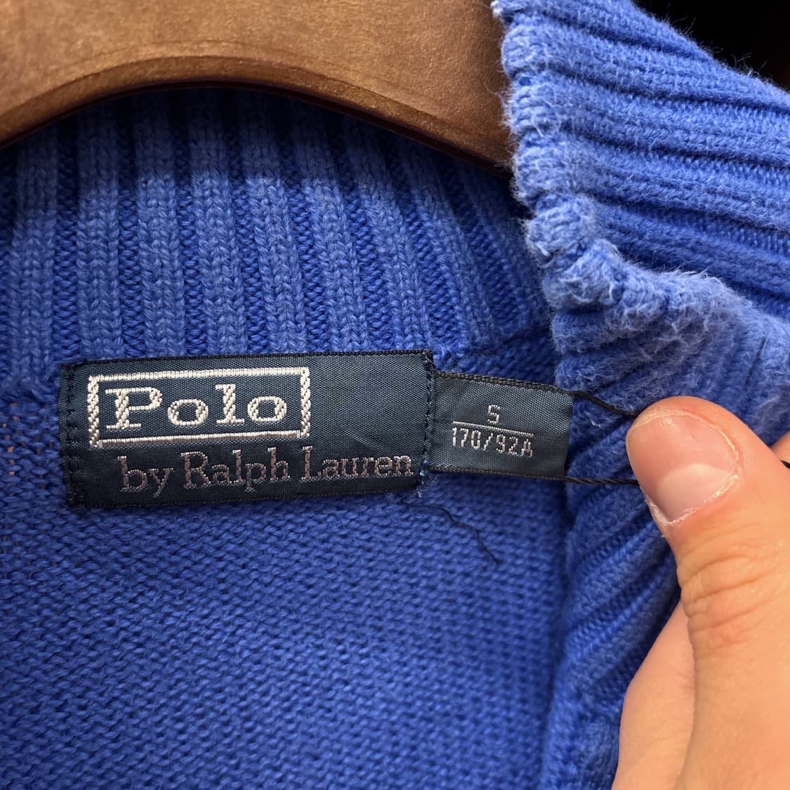 90s 폴로랄프로렌 청키립 코튼니트 하프집업 블루 N921 상품이미지7
