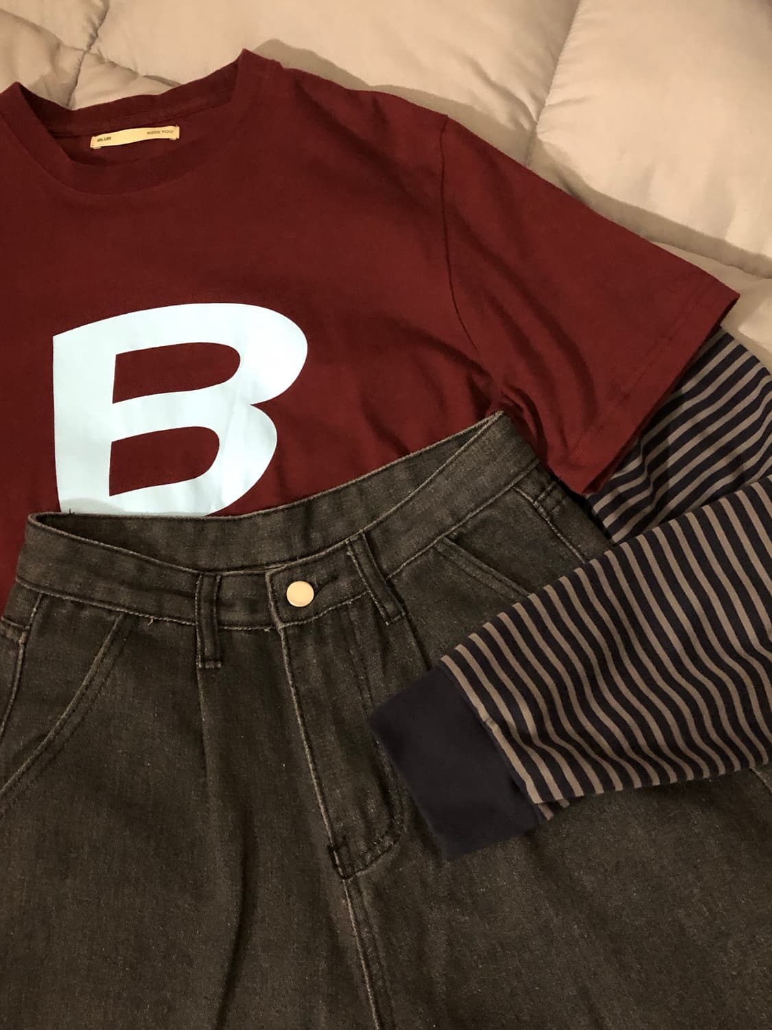 유니클로 스트라이프 롱슬리브 네이비 상품이미지7