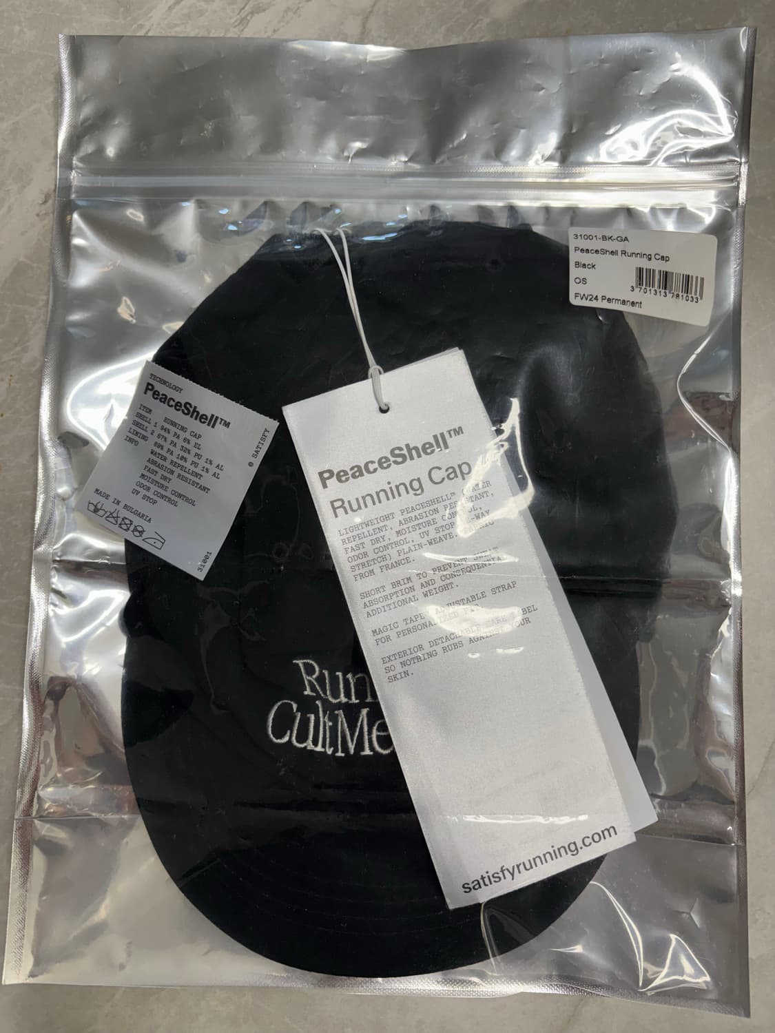 satisfy 새티스파이 피스쉘 러닝 캡 블랙 상품이미지1