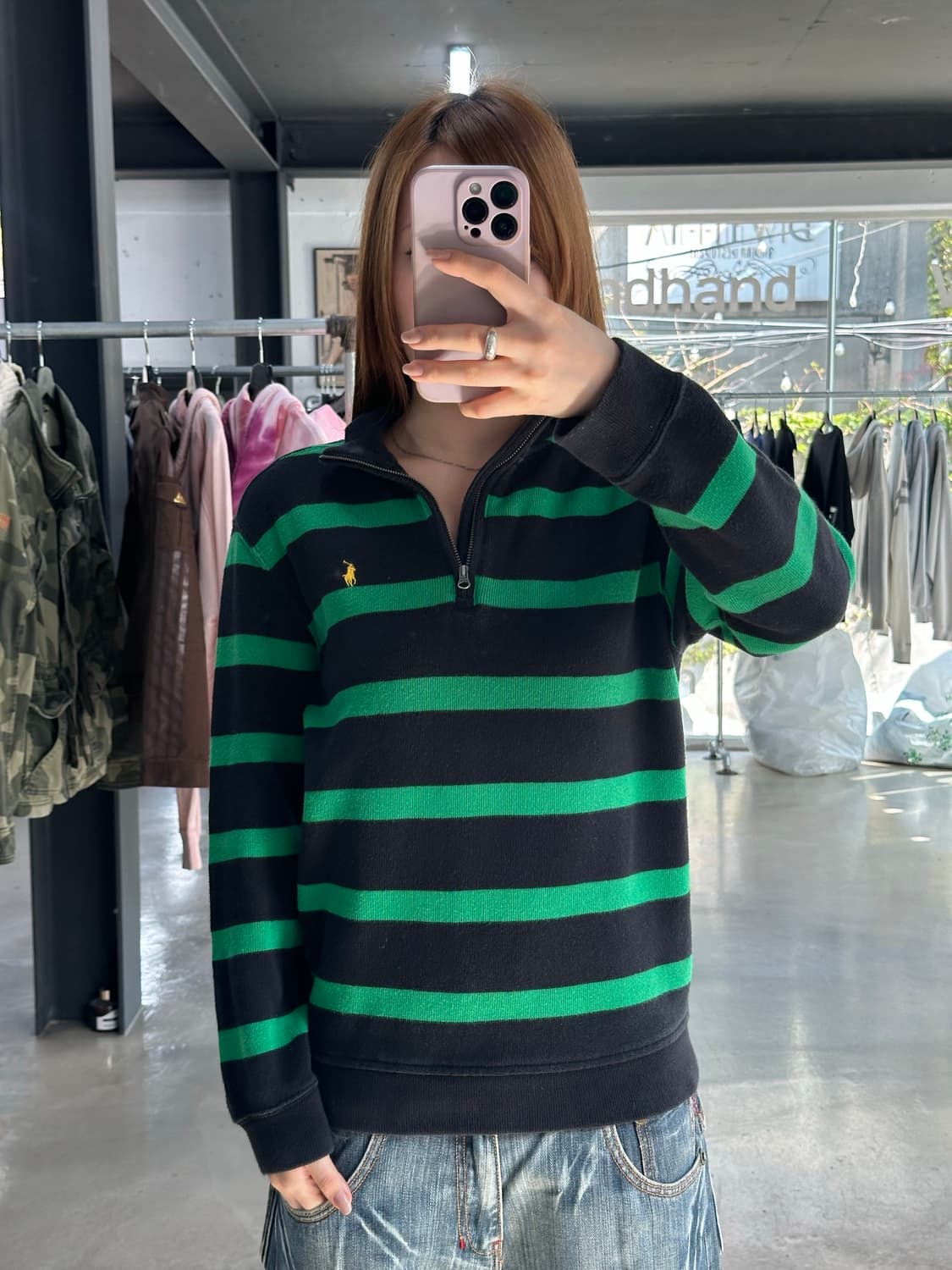 폴로랄프로렌 스트라이프 하프넥 긴팔집업 상품이미지1