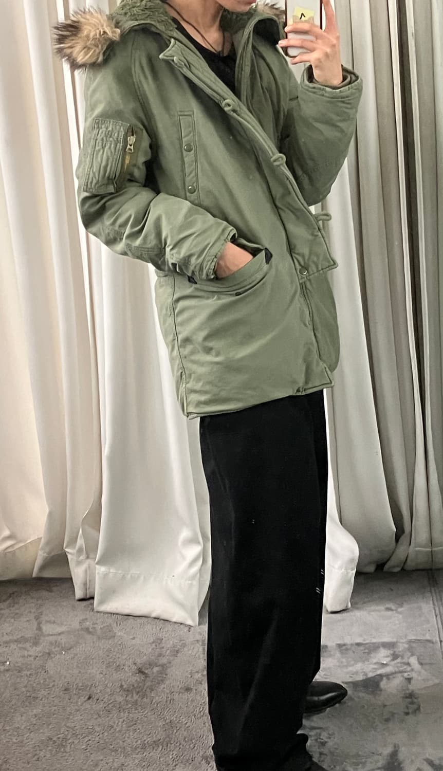 데님 앤 서플라이 폴로 랄프로렌 N3B 카키 밀리터리 후드 야상 M 상품이미지8