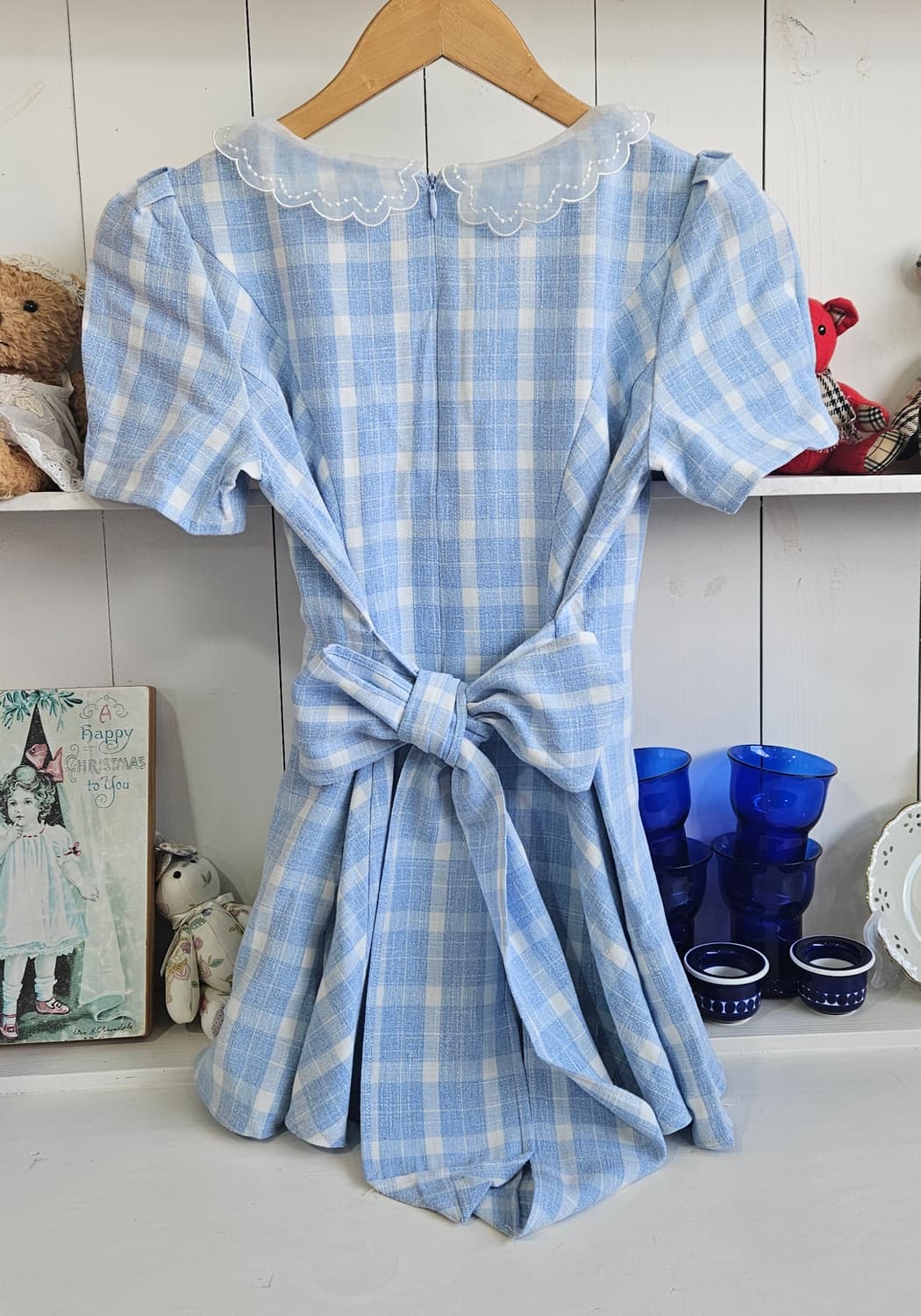 (Secret Honey) 체크 리본 플레어 튜닉원피스 상품이미지5