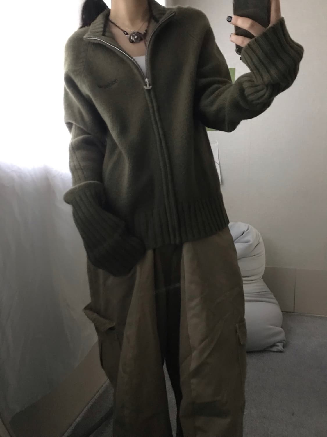 아디다스 00s 카키 니트집업 상품이미지2