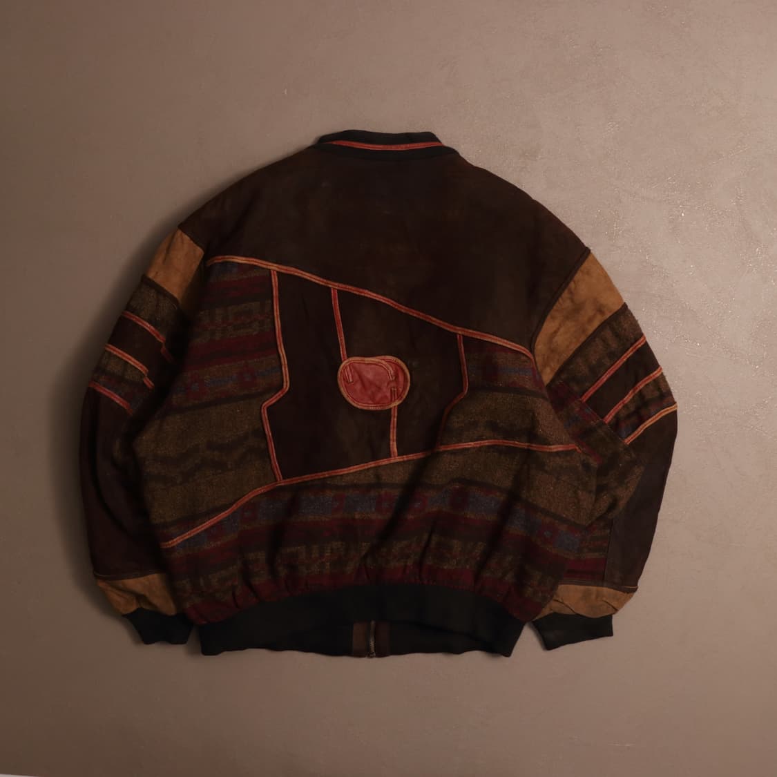 90'S 빈티지 패치워크 울 봄버 레더 가죽자켓 A1671 상품이미지8