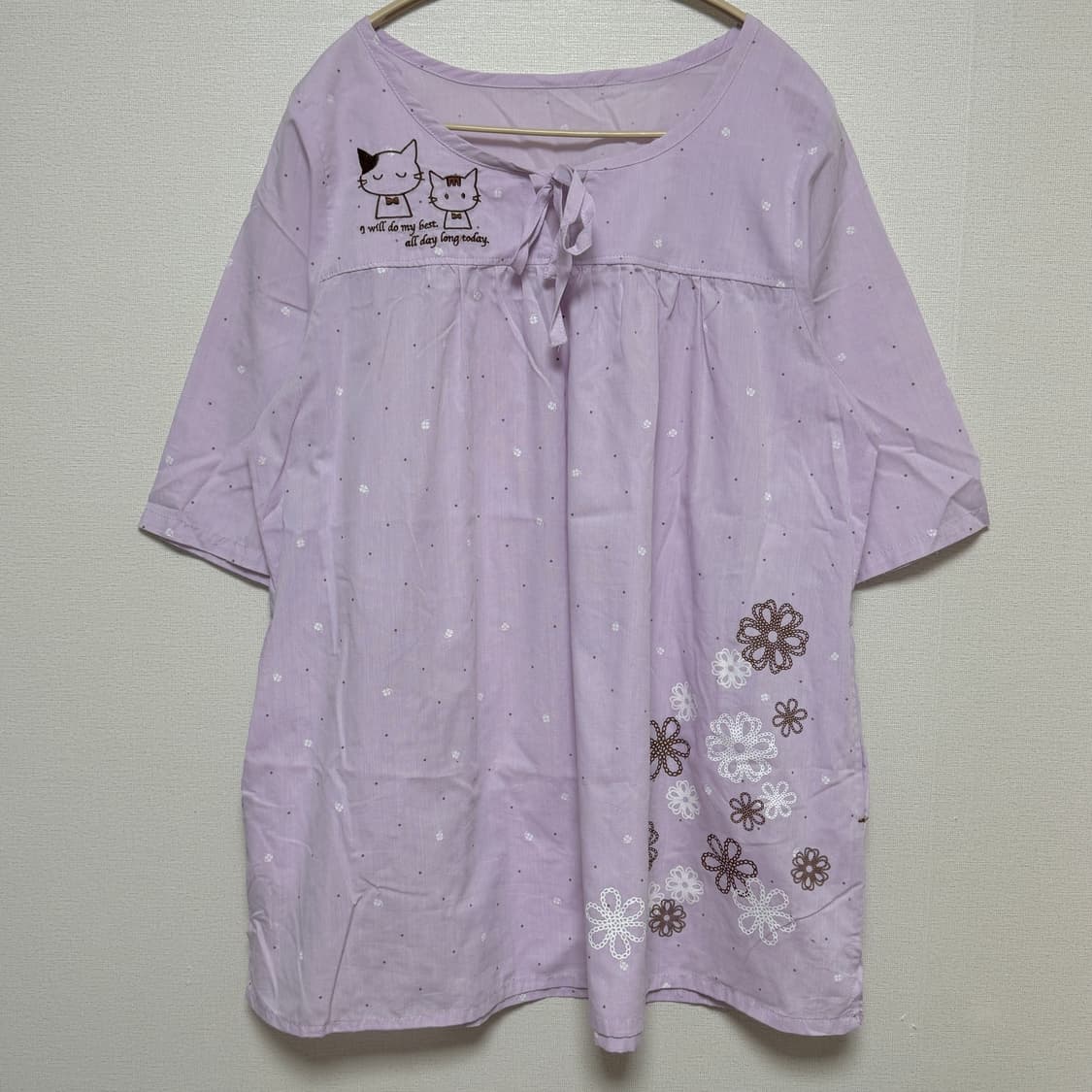 라벤더 고양이 도트 네잎클로버 파자마 모리걸 상품이미지1