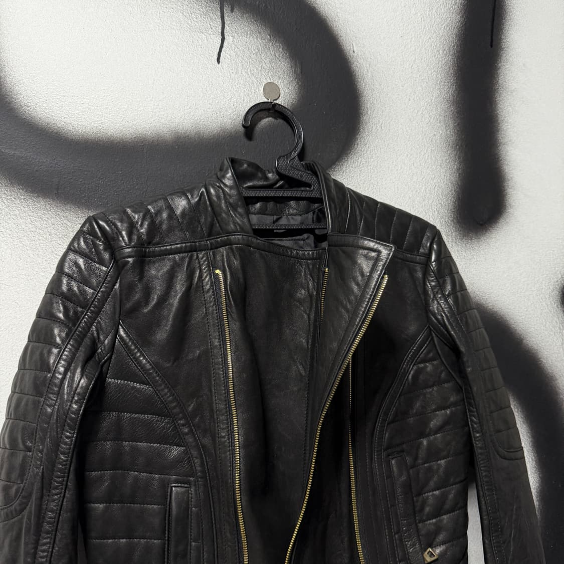 VTG 빈티지 100% 양가죽 더블 지퍼 크롭 바이커 레더 자켓 상품이미지5