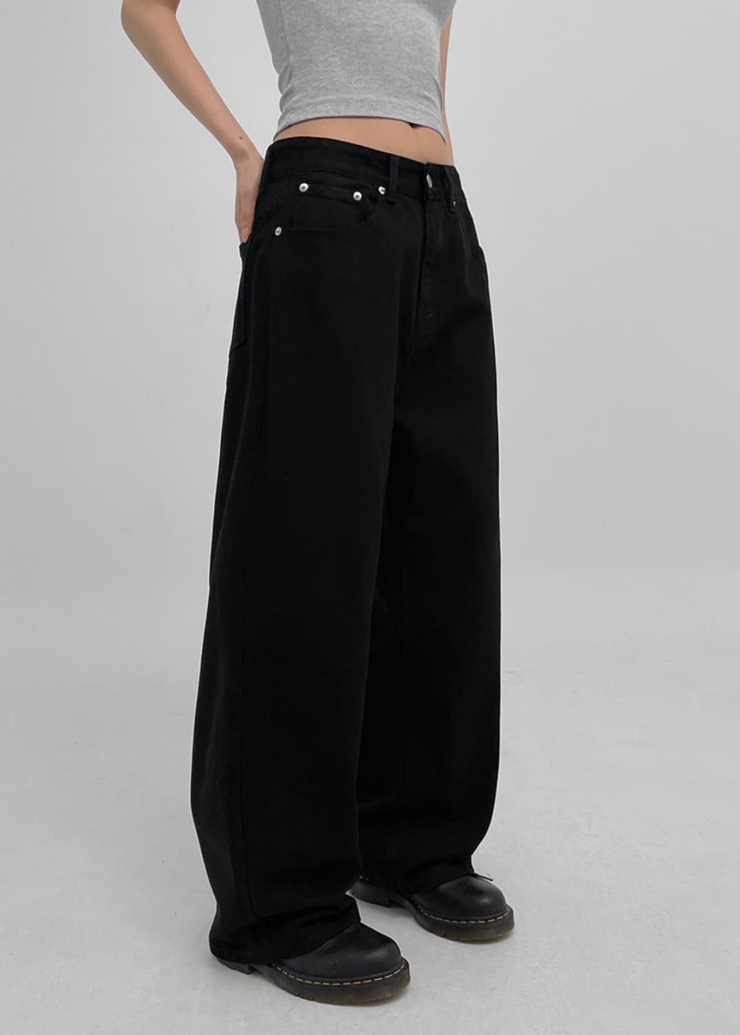 블랙업 솔드 와이드 코튼 팬츠 상품이미지1